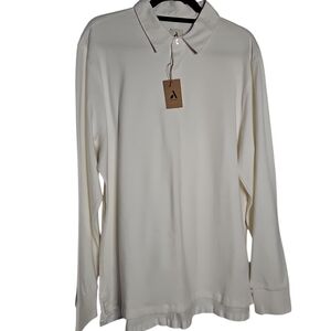 Amazon Men's Cream Long Sleeve Polo Shirt